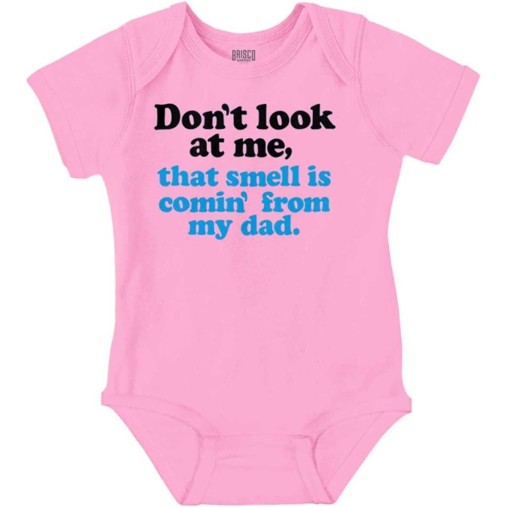 imageBrisco Brands Dont Look At Me Smell From Daddy Baby Romper Boys or GirlsPink