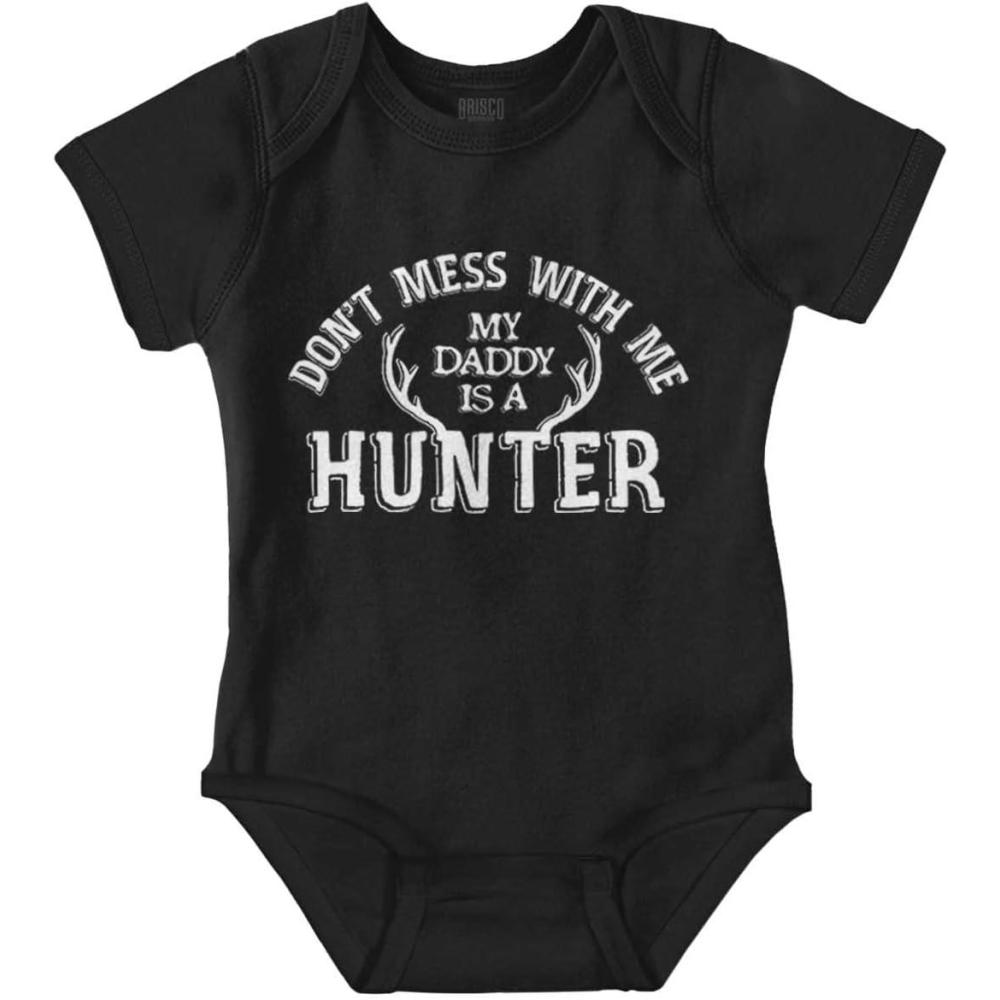 imageBrisco Brands Dont Mess With Me Daddys A Hunter Baby Bodysuit Jumper GirlsBlack