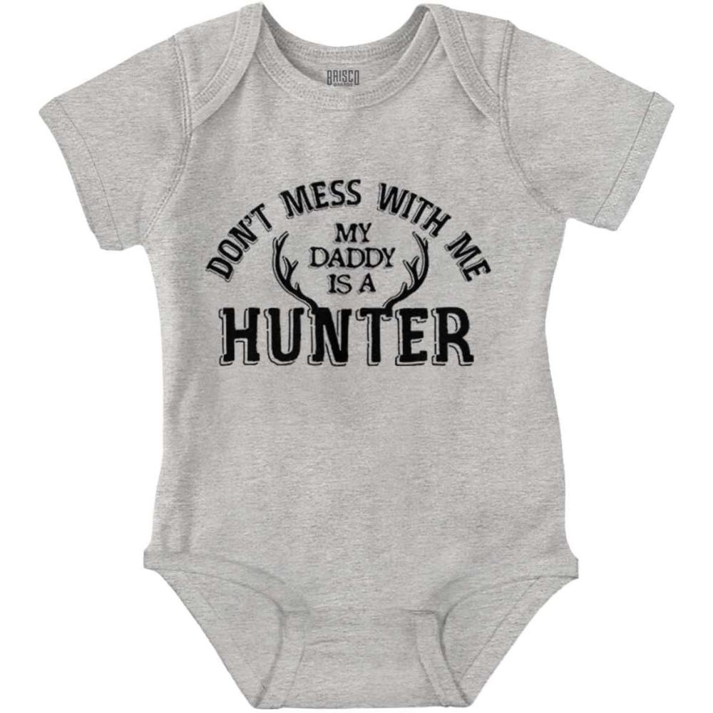 imageBrisco Brands Dont Mess With Me Daddys A Hunter Baby Bodysuit Jumper GirlsHeather