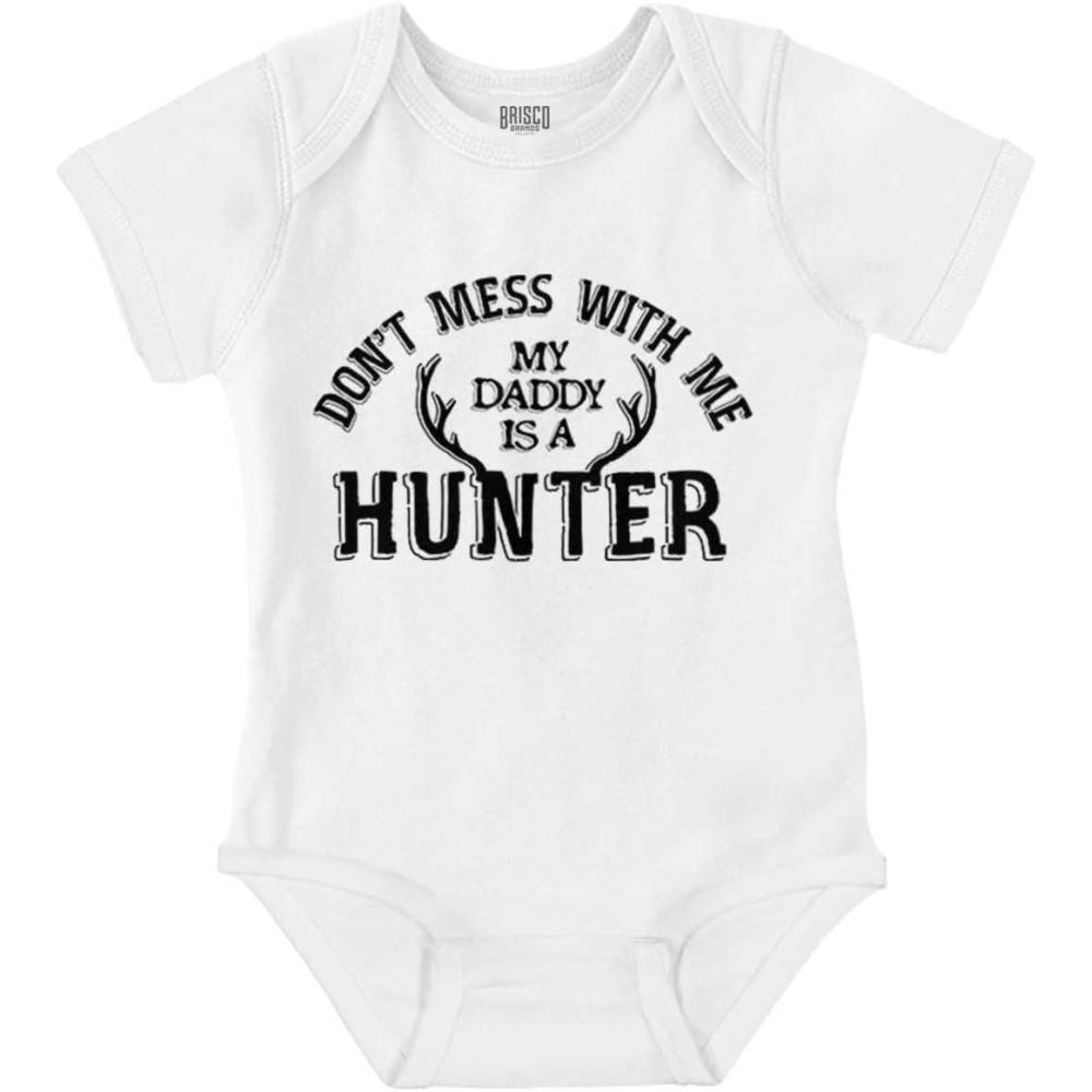 imageBrisco Brands Dont Mess With Me Daddys A Hunter Baby Bodysuit Jumper GirlsWhite