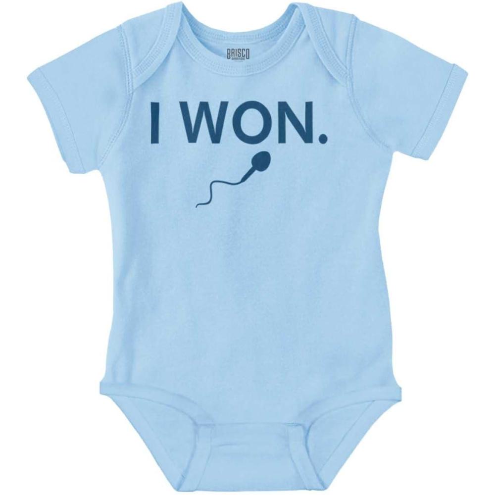 imageBrisco Brands Funny I Won Little Swimmers Race Baby Romper Boys or GirlsLight Blue