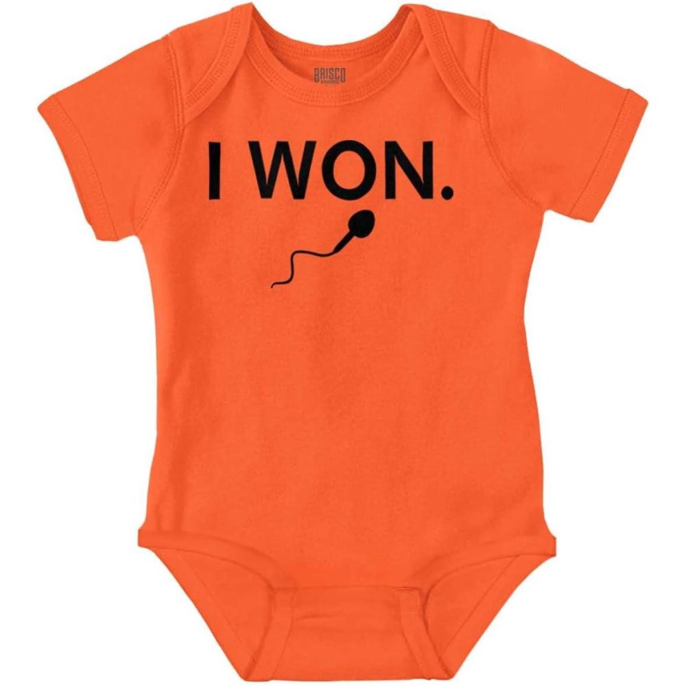 imageBrisco Brands Funny I Won Little Swimmers Race Baby Romper Boys or GirlsOrange