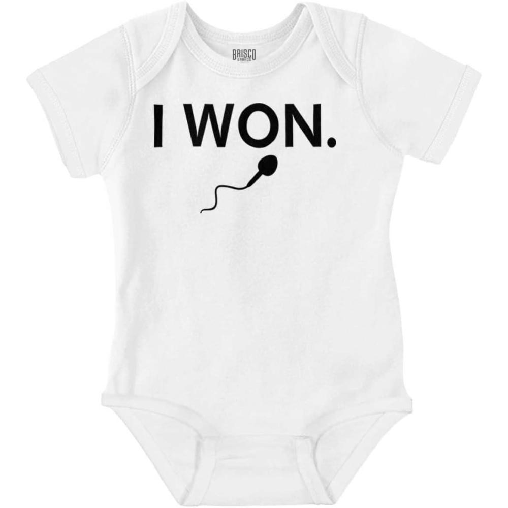 imageBrisco Brands Funny I Won Little Swimmers Race Baby Romper Boys or GirlsWhite
