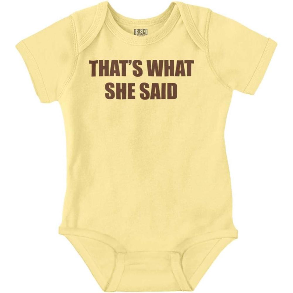 imageBrisco Brands Funny Thats What She Said Joke Baby Romper Boys or GirlsBanana