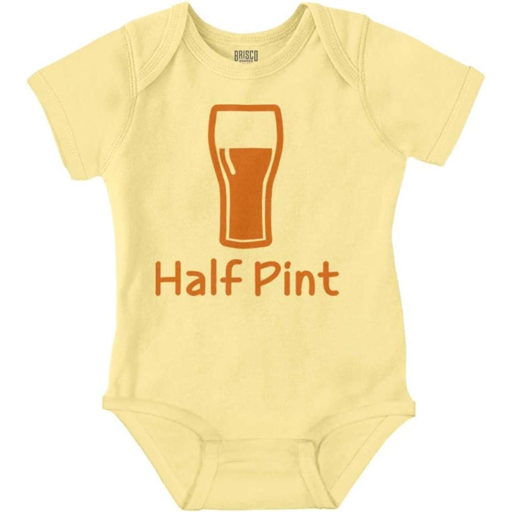 imageBrisco Brands Half Pint Milk Bottle Humor Dad Joke Baby Romper Boys or GirlsBanana