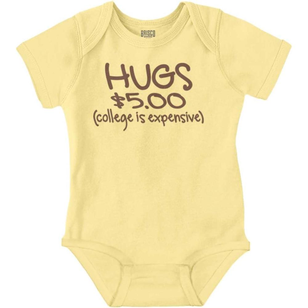 imageBrisco Brands Hugs 5 Dollars College Expensive Baby Baby Romper Boys or GirlsBanana