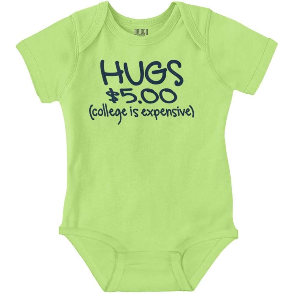 imageBrisco Brands Hugs 5 Dollars College Expensive Baby Baby Romper Boys or GirlsKey Lime