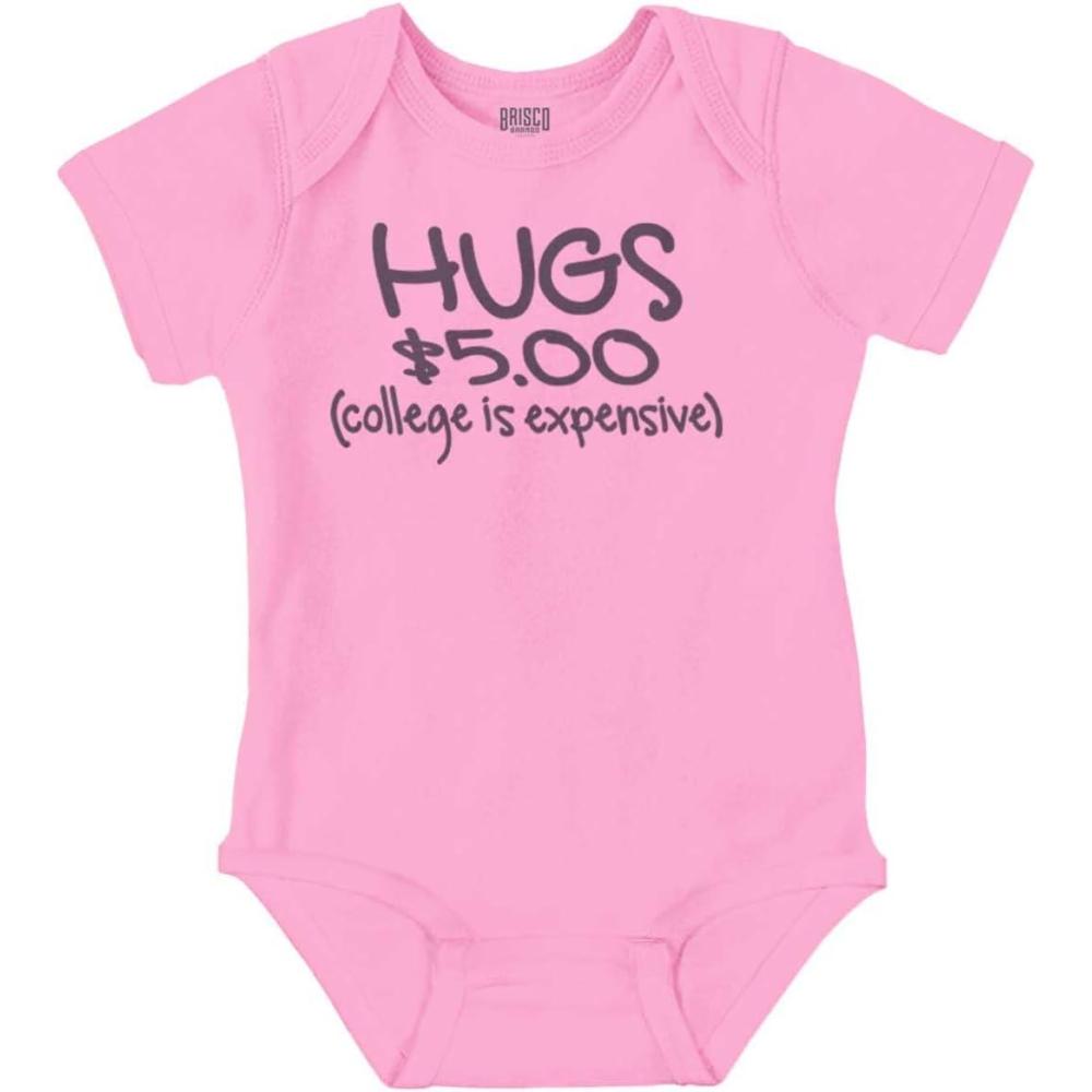 imageBrisco Brands Hugs 5 Dollars College Expensive Baby Baby Romper Boys or GirlsPink