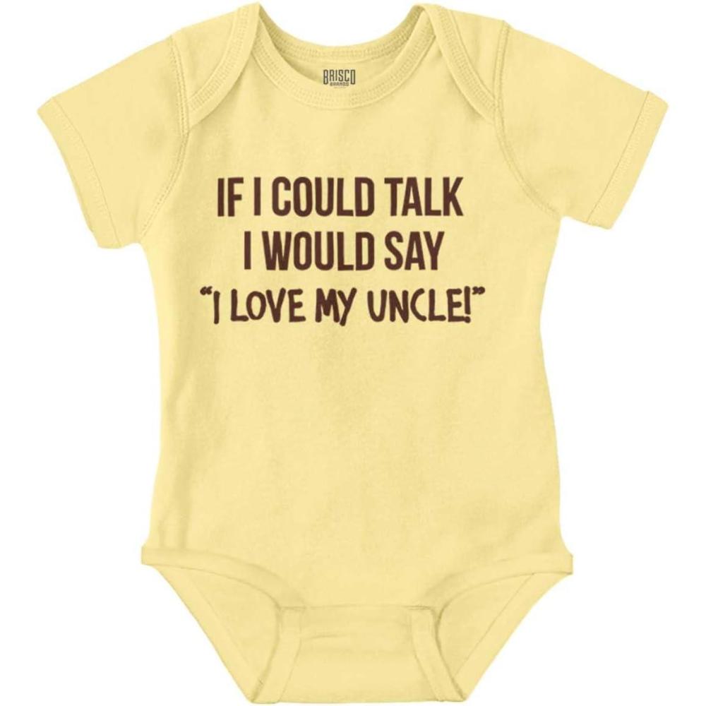 imageBrisco Brands If I Could Talk Id Say Love My Uncle Baby Romper Boys or GirlsBanana