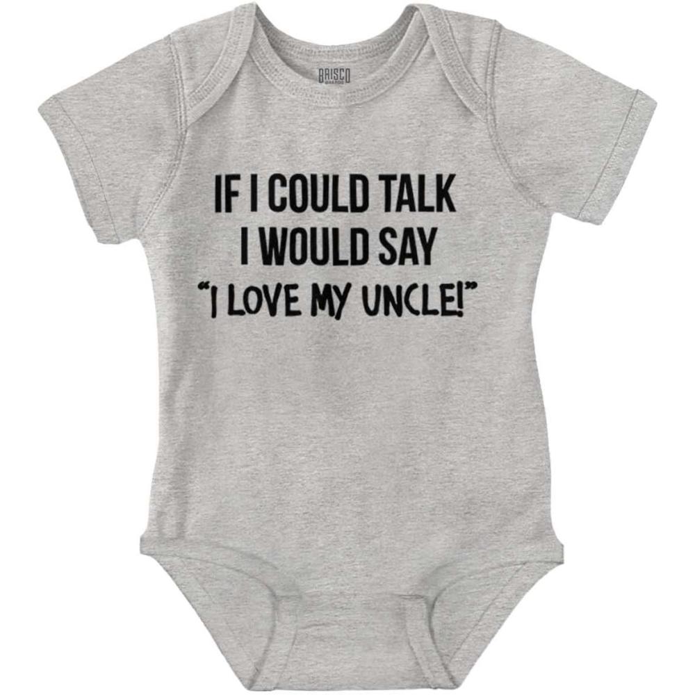 imageBrisco Brands If I Could Talk Id Say Love My Uncle Baby Romper Boys or GirlsHeather
