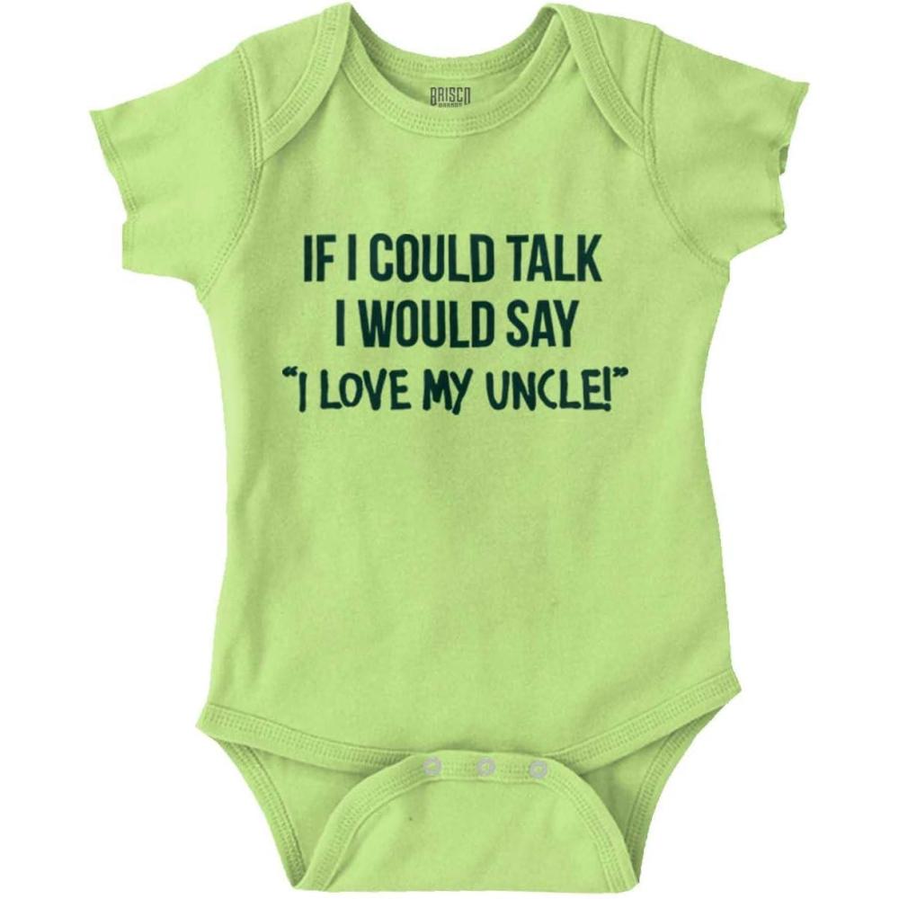 imageBrisco Brands If I Could Talk Id Say Love My Uncle Baby Romper Boys or GirlsKey Lime