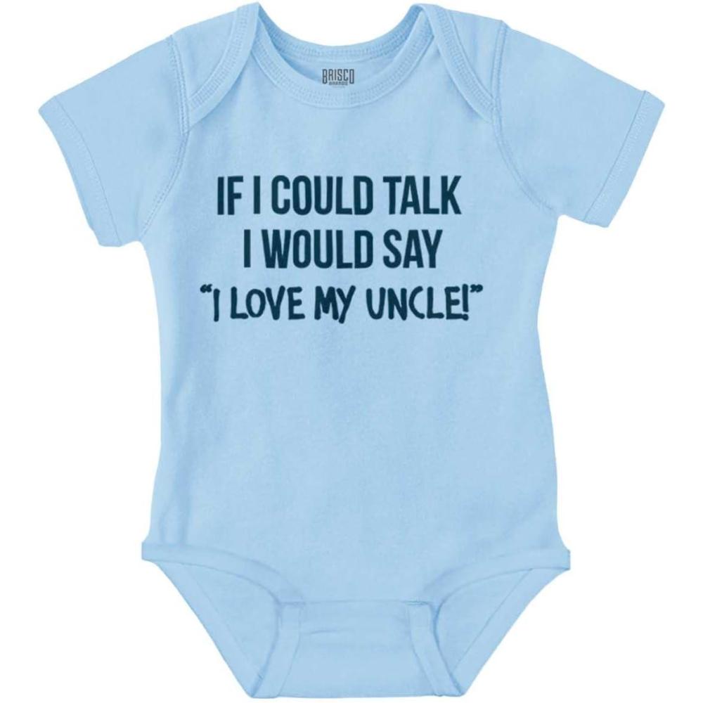 imageBrisco Brands If I Could Talk Id Say Love My Uncle Baby Romper Boys or GirlsLight Blue