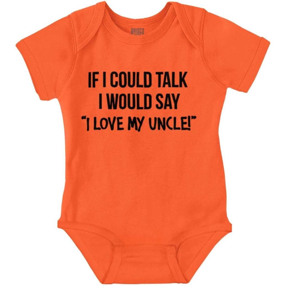 imageBrisco Brands If I Could Talk Id Say Love My Uncle Baby Romper Boys or GirlsOrange