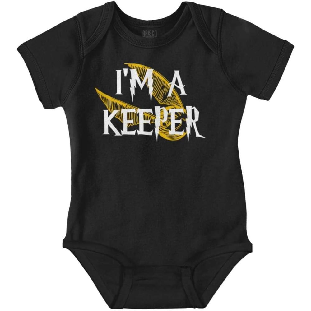 imageBrisco Brands Keep Me Magical Funny Witch Wizard Baby Romper Boys or GirlsBlack