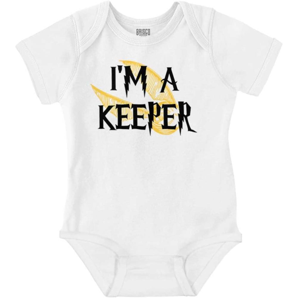 imageBrisco Brands Keep Me Magical Funny Witch Wizard Baby Romper Boys or GirlsWhite
