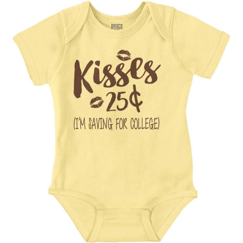 imageBrisco Brands Kisses 25 Cents Saving For College Baby Romper Boys or GirlsBanana