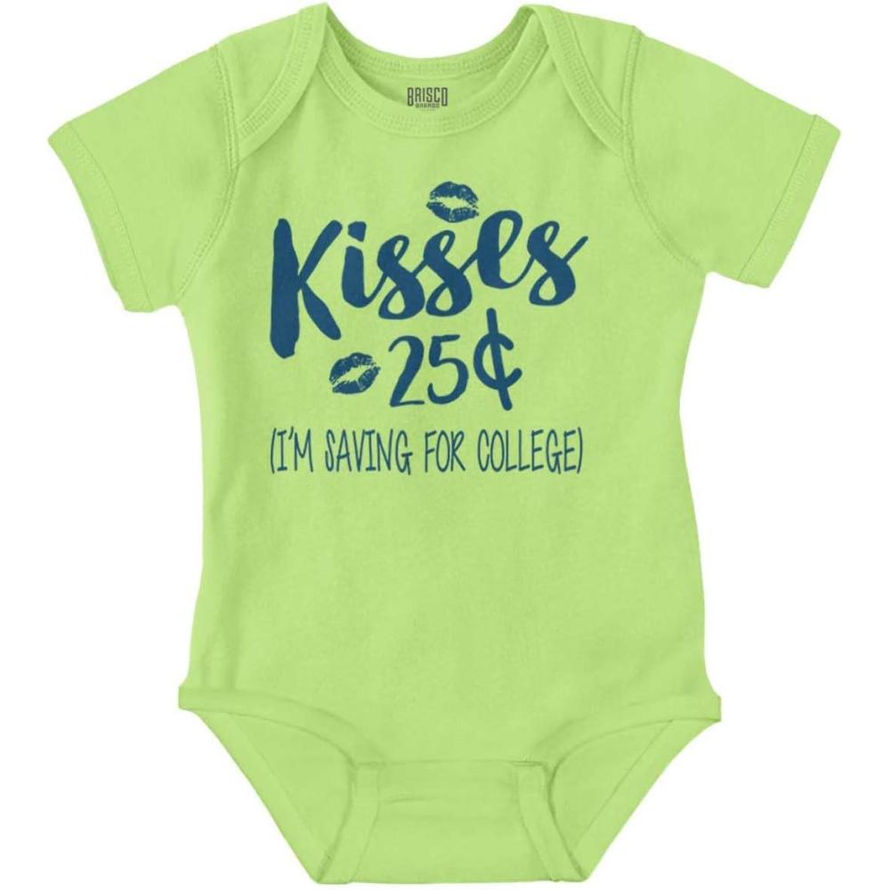 imageBrisco Brands Kisses 25 Cents Saving For College Baby Romper Boys or GirlsKey Lime