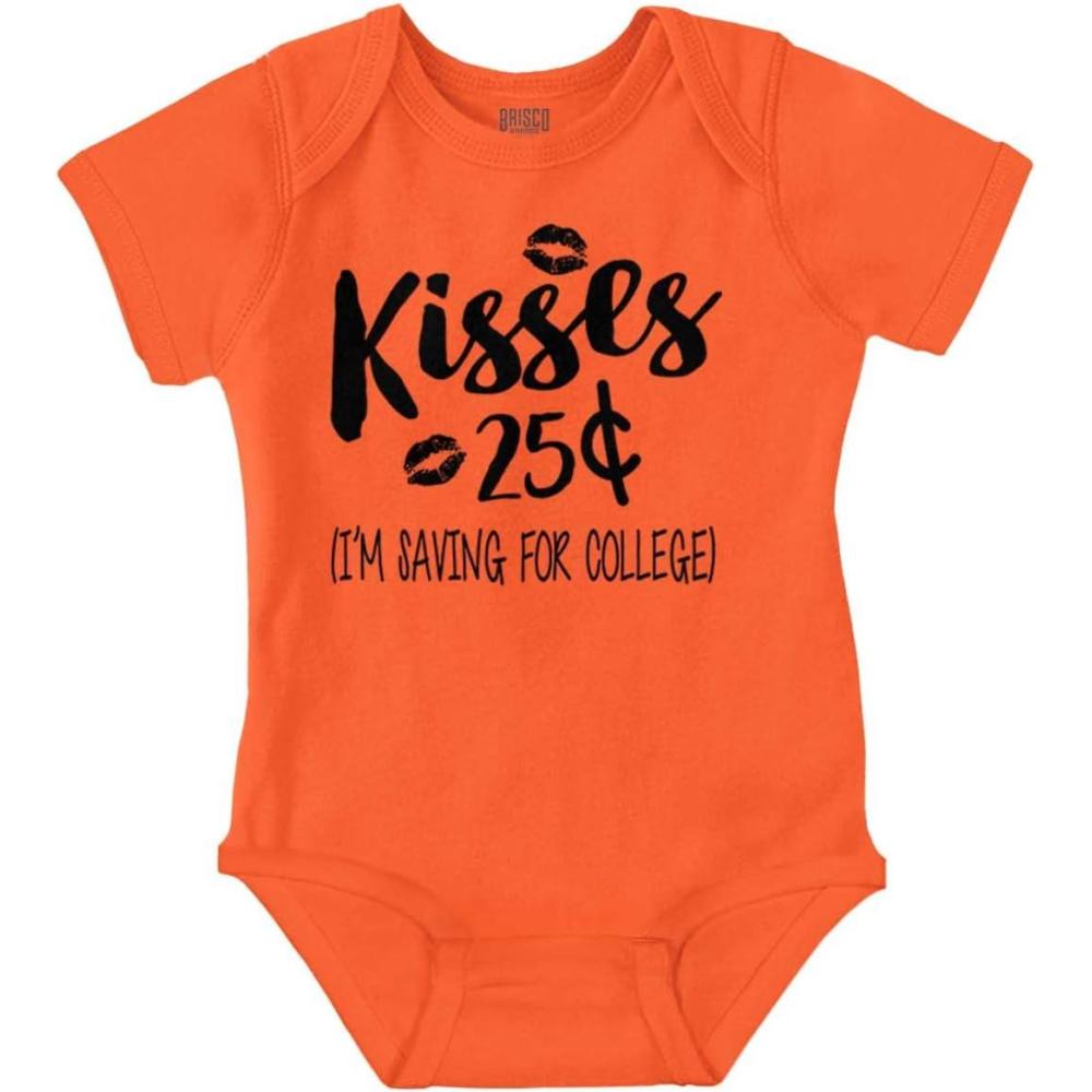 imageBrisco Brands Kisses 25 Cents Saving For College Baby Romper Boys or GirlsOrange