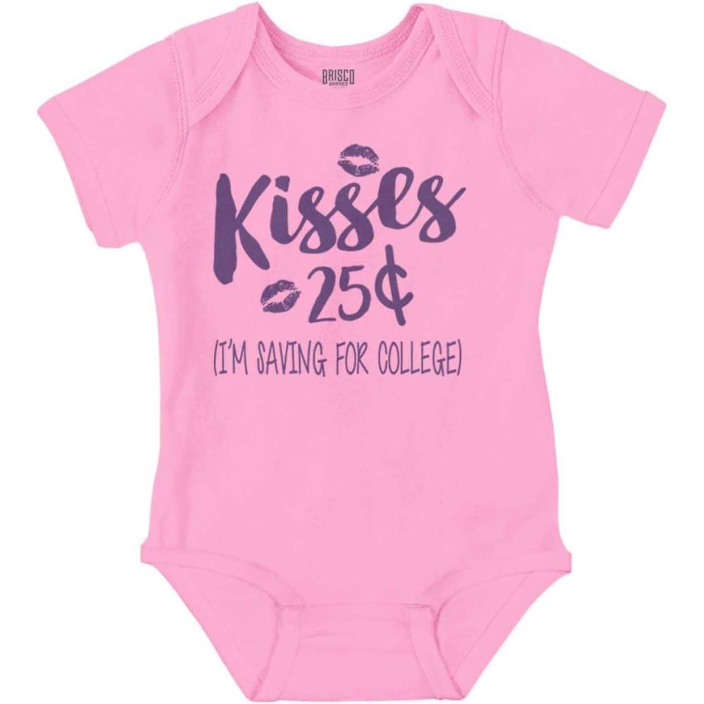 imageBrisco Brands Kisses 25 Cents Saving For College Baby Romper Boys or GirlsPink