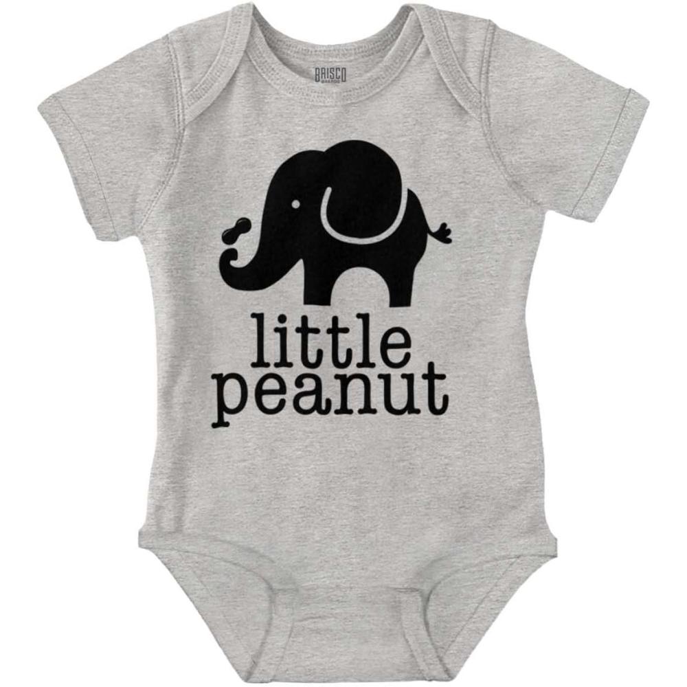 imageBrisco Brands Little Peanut Cute Lil Elephant Lover Baby Romper Boys or GirlsHeather