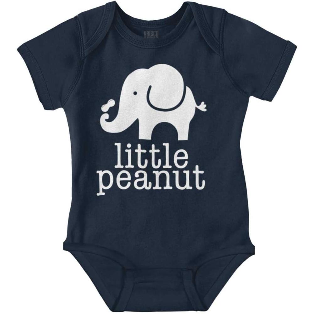 imageBrisco Brands Little Peanut Cute Lil Elephant Lover Baby Romper Boys or GirlsNavy