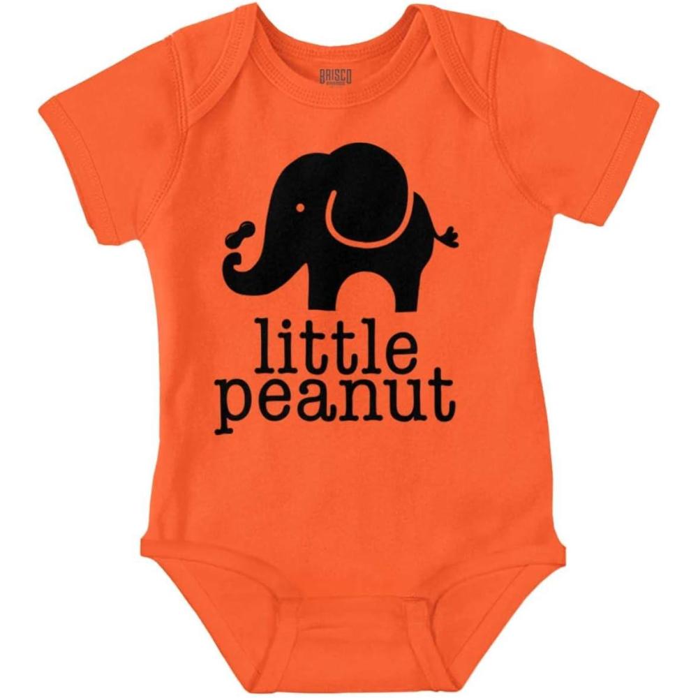 imageBrisco Brands Little Peanut Cute Lil Elephant Lover Baby Romper Boys or GirlsOrange