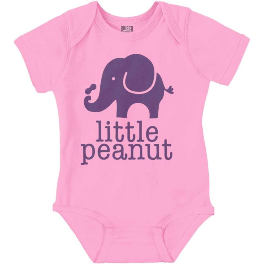 imageBrisco Brands Little Peanut Cute Lil Elephant Lover Baby Romper Boys or GirlsPink