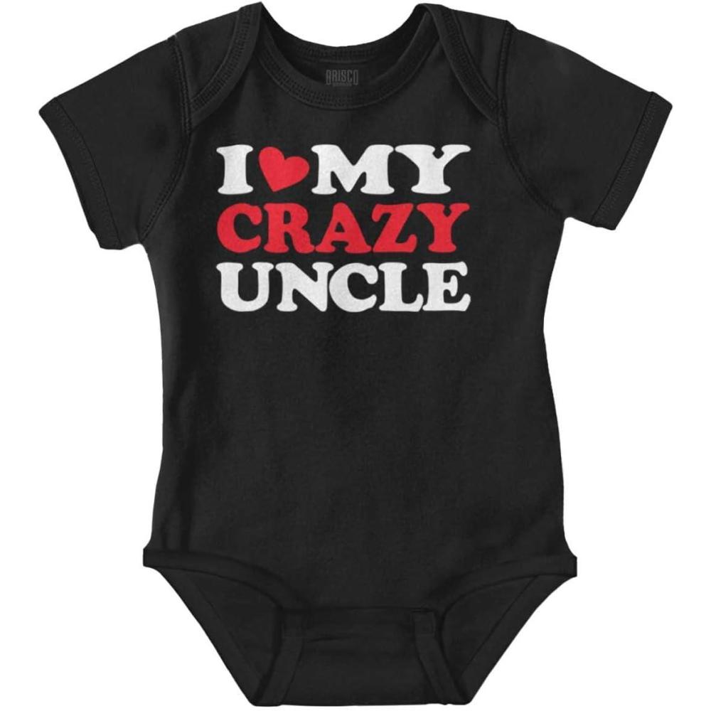 imageBrisco Brands Love Crazy Uncle Family Niece Nephew Baby Romper Boys or GirlsBlack
