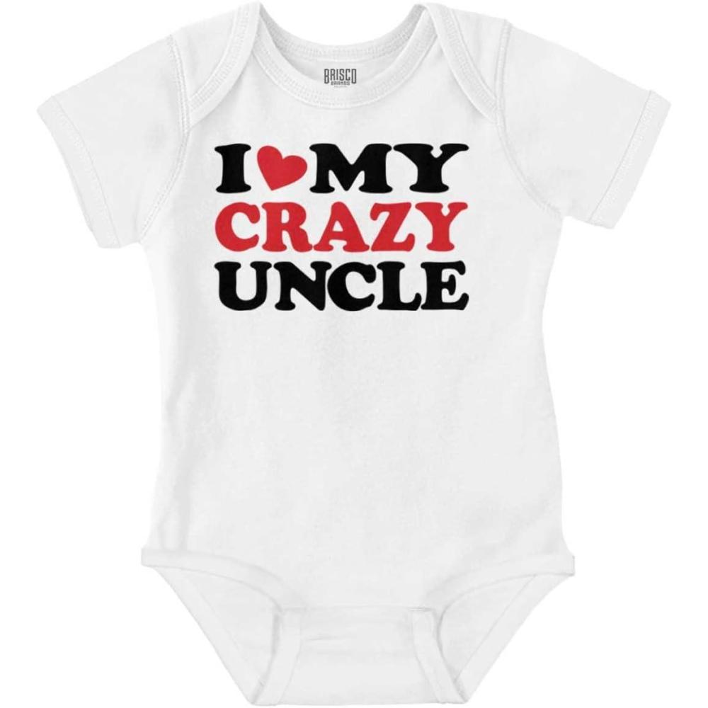 imageBrisco Brands Love Crazy Uncle Family Niece Nephew Baby Romper Boys or GirlsWhite