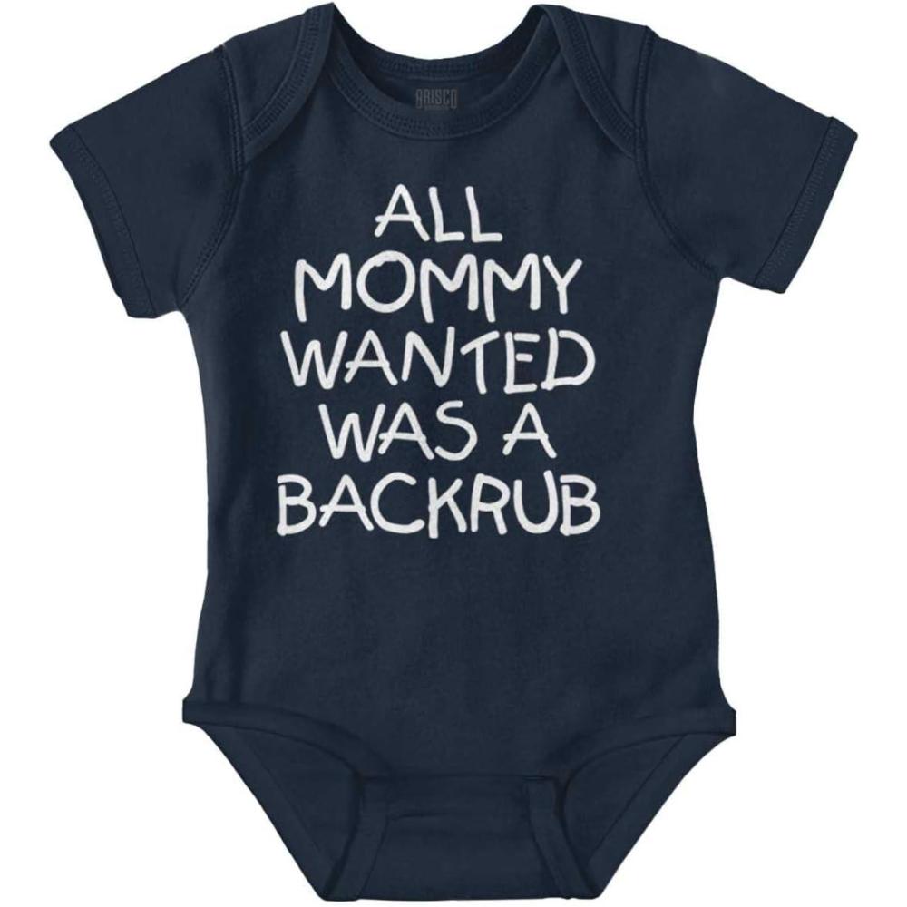 imageBrisco Brands Mommy Wanted a Backrub Funny Humor Baby Romper Boys or GirlsNavy