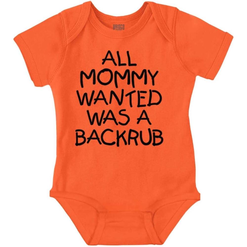 imageBrisco Brands Mommy Wanted a Backrub Funny Humor Baby Romper Boys or GirlsOrange