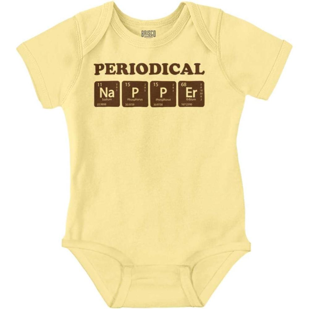 imageBrisco Brands Periodical Napper Science Nerd Baby Romper Boys or GirlsBanana