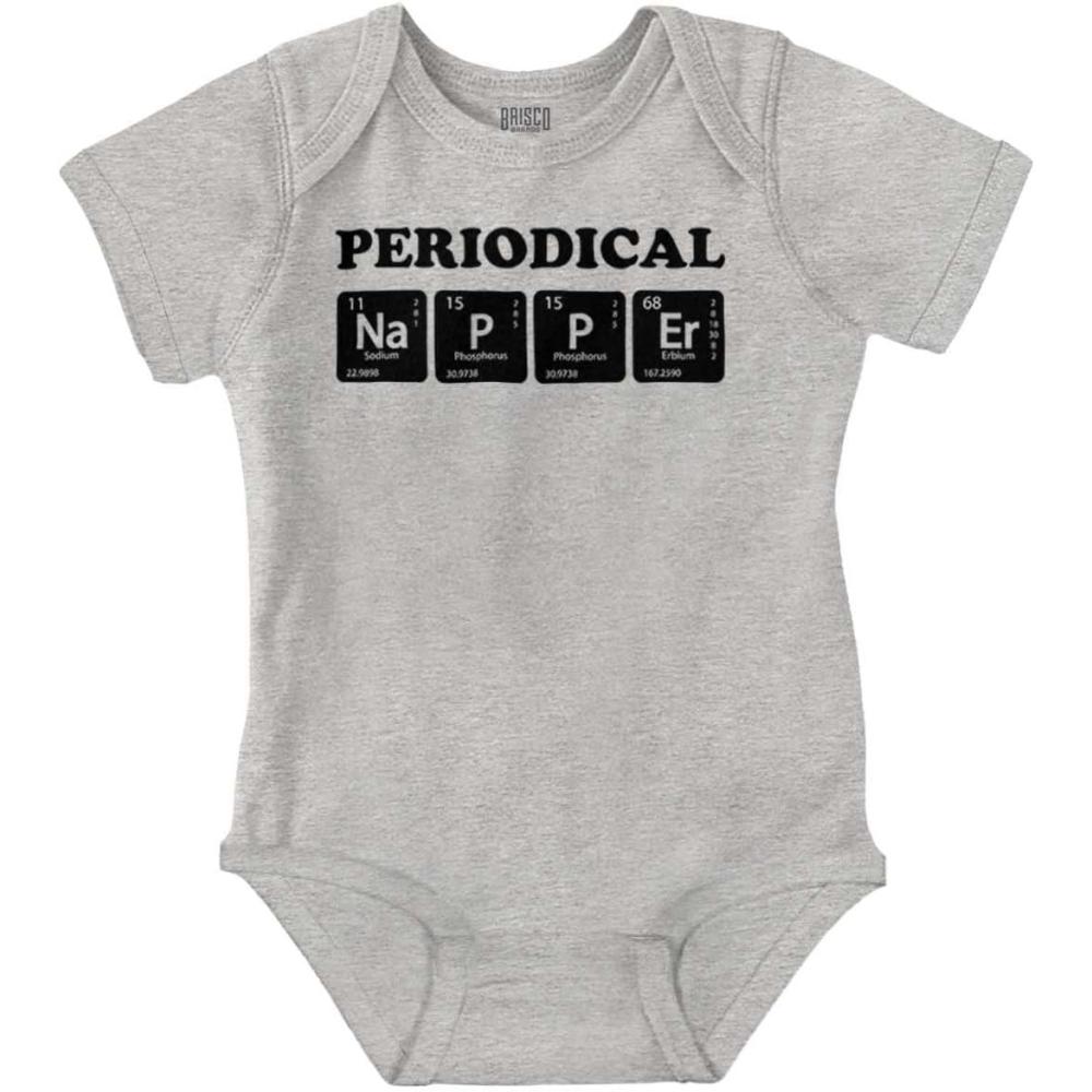 imageBrisco Brands Periodical Napper Science Nerd Baby Romper Boys or GirlsHeather