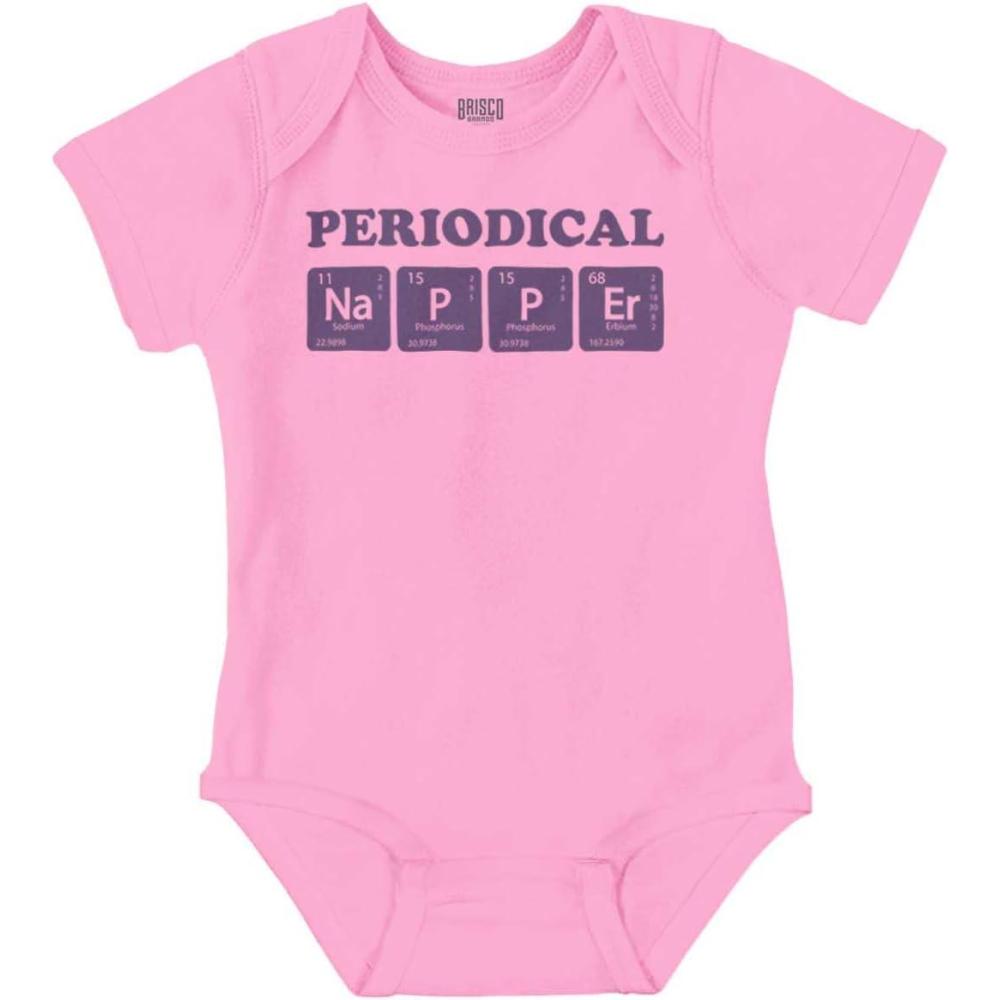 imageBrisco Brands Periodical Napper Science Nerd Baby Romper Boys or GirlsPink
