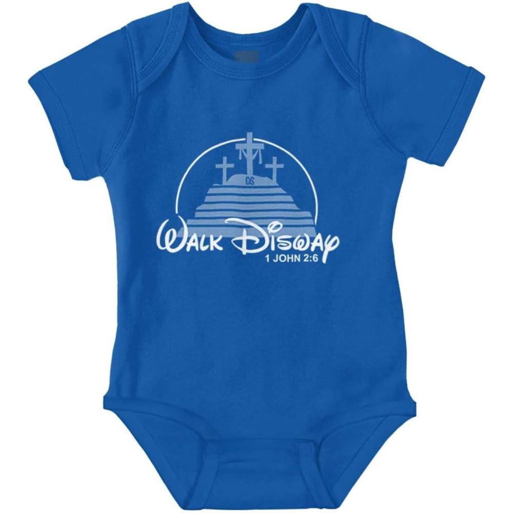 imageBrisco Brands Punny Christian Crosses at Calvary Baby Romper Boys or GirlsRoyal