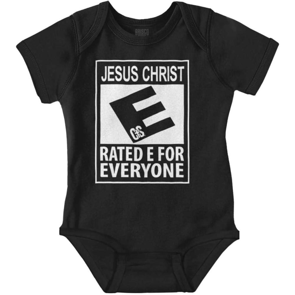 imageBrisco Brands Punny Christian Jesus is for Everyone Baby Romper Boys or GirlsBlack