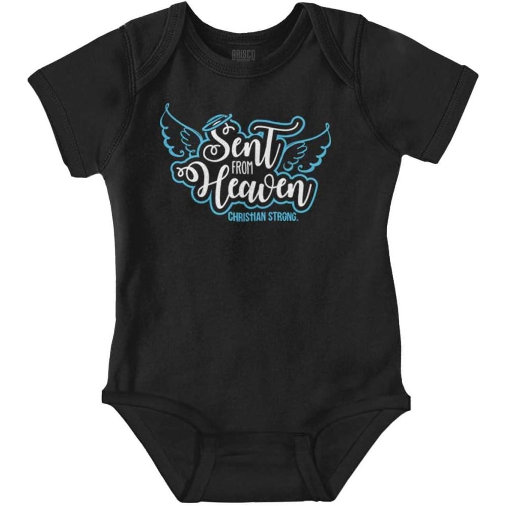 imageBrisco Brands Sent From Heaven Christian Religious Baby Bodysuit Jumper GirlsBlack