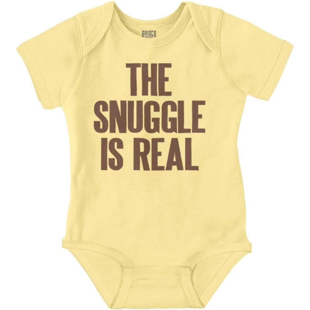 imageBrisco Brands The Snuggle Is Real Humor Pun Cute Baby Romper Boys or GirlsBanana