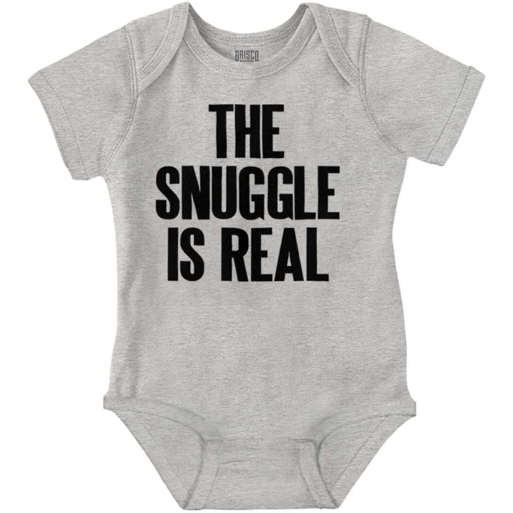 imageBrisco Brands The Snuggle Is Real Humor Pun Cute Baby Romper Boys or GirlsHeather