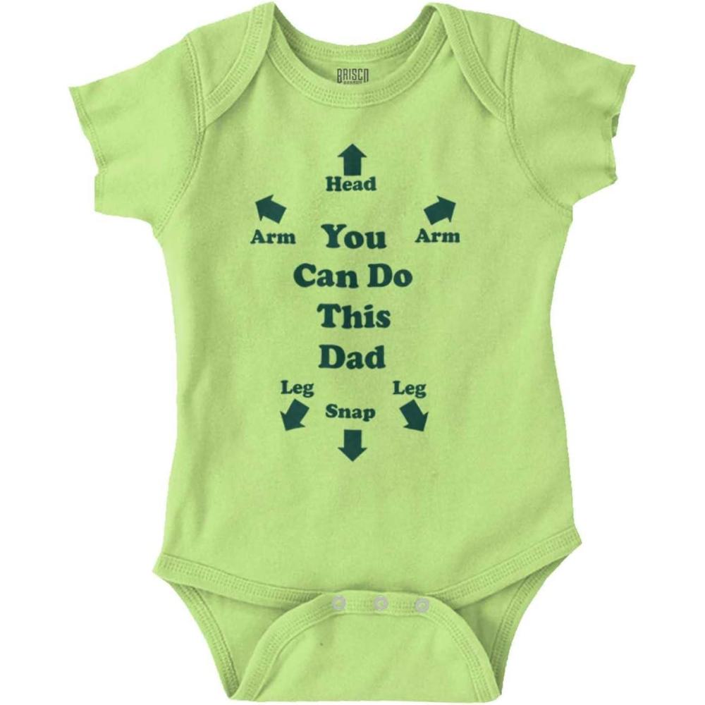imageBrisco Brands You Can Do This Dad Diaper Change Baby Romper Boys or GirlsKey Lime