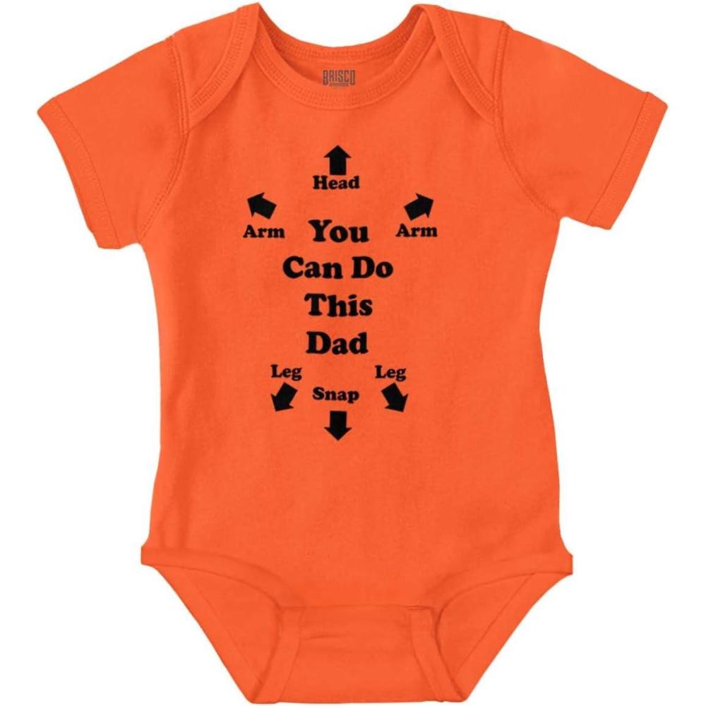 imageBrisco Brands You Can Do This Dad Diaper Change Baby Romper Boys or GirlsOrange