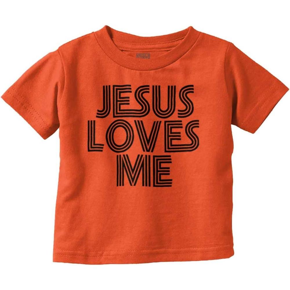 imageJesus Loves Me Retro Christian Toddler Boy Girl T ShirtOrange