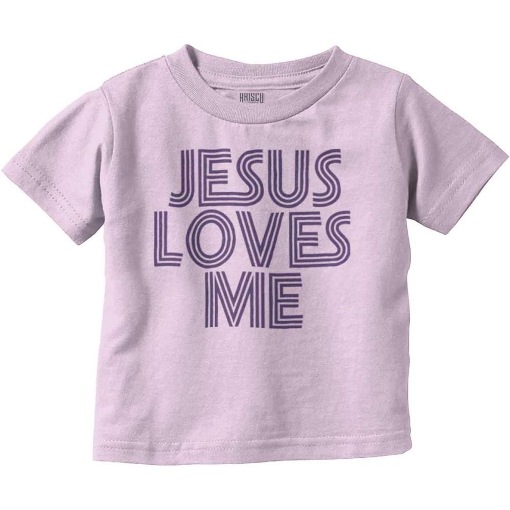 imageJesus Loves Me Retro Christian Toddler Boy Girl T ShirtPink