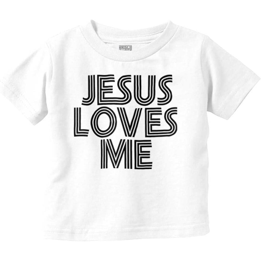imageJesus Loves Me Retro Christian Toddler Boy Girl T ShirtWhite