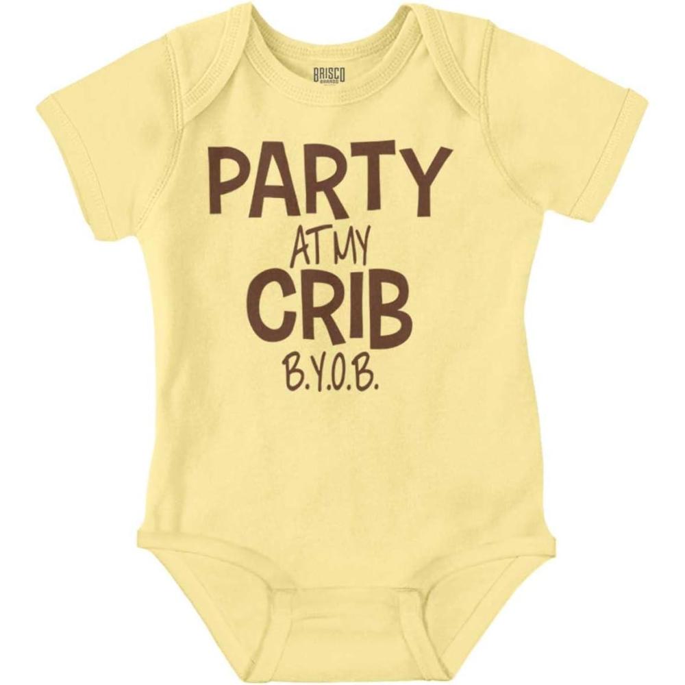 imageParty At My Crib BYOB Funny Baby Romper Boys or GirlsBanana