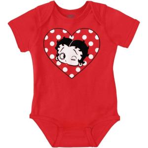 Betty Boop Wink and a Kiss Polka Dots Baby Bodysuit Jumper Girls(Red)