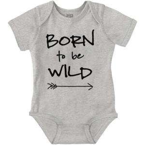 Born To Be Wild Playtime Playground Baby Romper Boys or Girls(Heather)
