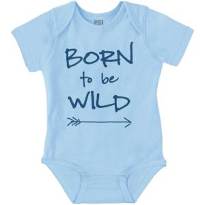 Born To Be Wild Playtime Playground Baby Romper Boys or Girls(Light Blue)