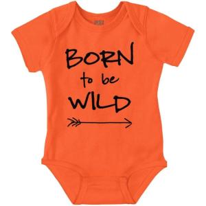 Born To Be Wild Playtime Playground Baby Romper Boys or Girls(Orange)