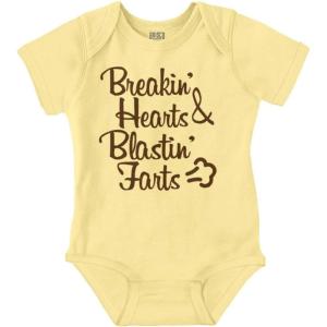 Breakin Hearts Blastin Funny Silly Baby Romper Boys or Girls(Banana)